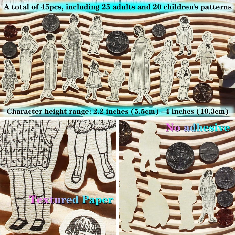 CATaireen Paper Dolls Ephemera Collage Kit 45PCS by CATaireen Junk Journal Supplies Vintage Picture Cards - Image 5